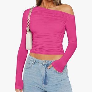 Size large off the shoulder bright pink top